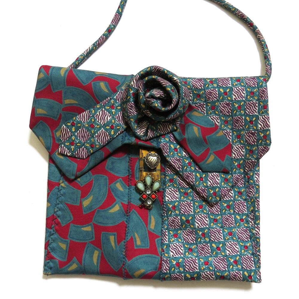 Upcycled Repurposed Shoulder Bag of silk neckties   EUC - Picture 8 of 8